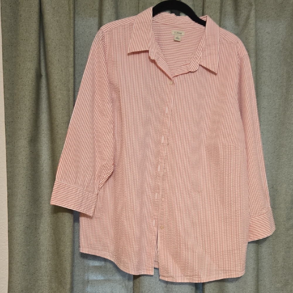 L.L. Bean Pink Striped Blouse